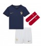 Günstige Frankreich Kylian Mbappe #10 Heimtrikotsatz Kinder WM 2022 Kurzarm (+ Kurze Hosen)